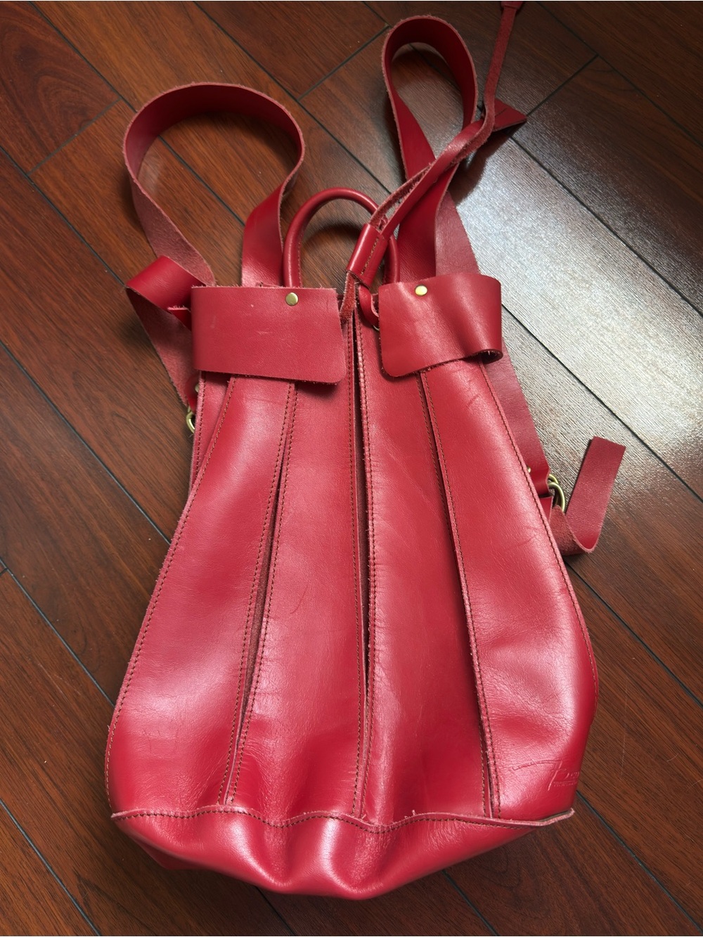 Red Leather Shoulder / Backpack Bag